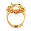 Rack Plating Oval Brass Micro Pave Cubic Zirconia Adjustable Ring Components KK-Q819-17G-3