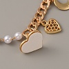 Pearl Plastic Beads & Heart & Moon & Teardrop Charms Link Chain Phone Case Double Chain Strap AJEW-WH0041-61G-3