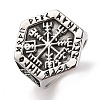 Viking 304 Stainless Steel Vegvisir Wide Finger Rings for Mens RJEW-U005-21A-01-1
