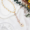 Cross & Flat Round Alloy Enamel Pendant Car Hanging Ornaments HJEW-DR00212-3