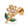F136 Titanium Pave Pink and Green Cubic Zirconia Flower Internally Threaded Labrets ME-CBA9828-04G-4