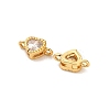 Brass Pave Clear Cubic Zirconia Heart Links Connector Charms KK-H515-01A-G-2