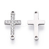 316 Surgical Stainless Steel Clear Cubic Zirconia Connector Charms STAS-ZX042-22S-1
