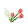 Glass Seed Beaded Magnolia Flower Pendants PALLOY-MZ01112-01-4