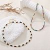 1Pc Rondelle Natural Agate & Pearl & Brass Beaded Necklaces for Women NJEW-SZ0001-69-5