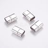 Tarnish Resistant Rectangle 304 Stainless Steel Magnetic Clasps with Glue-in Ends STAS-M195-11-1