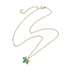 Brass Pave Cubic Zirconia Maple Leaf Pendant 304 Stainless Steel Cable Chain Necklaces for Women NJEW-JN05901-02-4