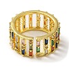 Rack Plating Brass Micro Pave Colorful Cubic Zirconia Rectangle Open Cuff Ring LS-RJEW-M162-37G-3