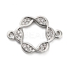 Brass Micro Pave Clear Cubic Zirconia Hollow Flower Connector Charms KK-L229-058P-1