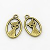 Tibetan Style Alloy Kitten Pendants TIBEP-R219-AB-FF-1