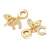 Rack Plating Brass Micro Pave Cubic Zirconia European Dangle Charms KK-P270-02E-G-1-2