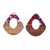 Transparent Resin and Walnut Wood Pendants RESI-T057-07F-2