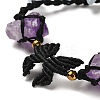 Natural Amethyst & Aquamarine & Synthetic Hematite Nuggets Braided Bead Bracelet BJEW-B073-01B-3