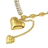 304 Stainless Steel Pave Clear Cubic Zirconia Heart Tassel Cable Chain Necklaces for Women NJEW-Z051-01G-1