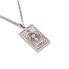 304 Stainless Steel Curb Chain Rectangle with Constellation Pendant Necklaces PW-WG0F5D0-16-1