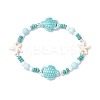 3Pcs Synthetic Turquoise & Porcelain & Dyed Natural Howlite Beads Stretch Bracelets for Women BJEW-JB11793-3