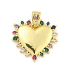 Heart Rack Plating Brass Micro Pave Colorful Cubic Zirconia Pendants KK-Z053-01G-1