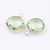 Golden Tone Brass Glass Flat Round Pendants LS-GLAA-M003-E-06G-2