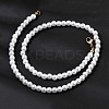 6MM White Round Plastic Pearl Beaded Necklaces for Women NJEW-L469-02G-1