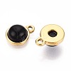 Natural Black Onyx Half Round Charms STAS-N109-213F-G-2