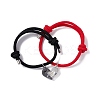 2Pcs 2 Color Crystal Rhinestone Matching Heart Charm Bracelets Set BJEW-E011-02BS-2