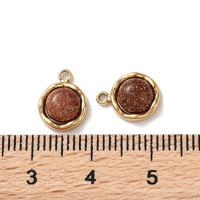 Synthetic Goldstone Half Round Charms STAS-L022-393G-01-1