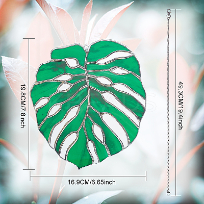 Monstera Leaf Acrylic Pendant Decorations HJEW-WH0043-33B-1