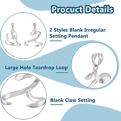 2Pcs 2 Styles Brass Pendant Cabochon Settings KK-HS0001-20P-1