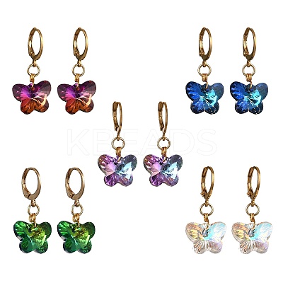 304 Stainless Steel Glass Hoop Earrings EJEW-JE06486-1