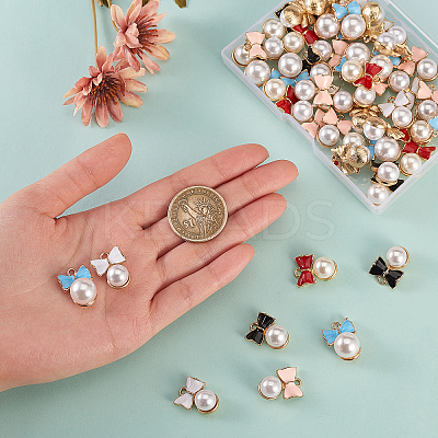 50Pcs 5 Colors Zinc Alloy Enamel Pendants ENAM-CJ0001-78-1