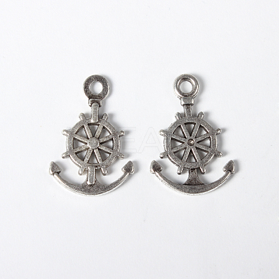 Tibetan Style Alloy Anchor with Helm Pendants PALLOY-2730-AS-LF-1