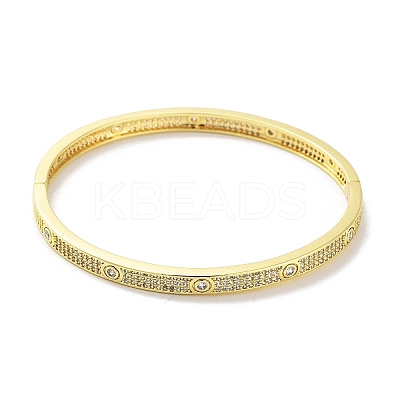 Brass Micro Pave Clear Cubic Zirconia Hinged Bangles for Women BJEW-Z061-15B-1