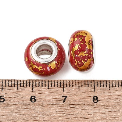 Opaque Resin Rondelle European Beads RESI-Z046-01D-1