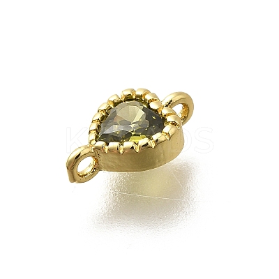 Heart Brass Cubic Zirconia Connector Charms KK-P295-34G-03-1