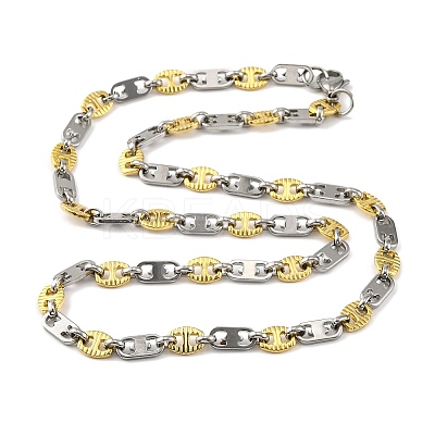 201 Stainless Steel Oval Links Chain Necklace NJEW-F22-39P-GP-1