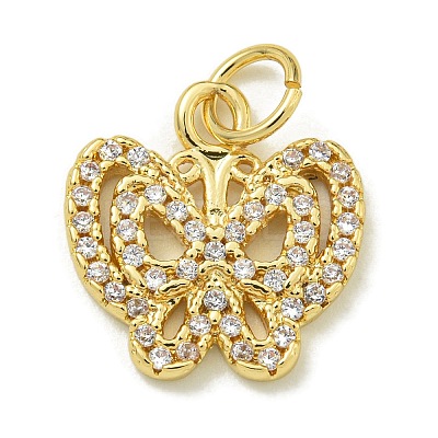 Rack Plating Brass Micro Pave Cubic Zirconia Charms KK-K386-08G-1