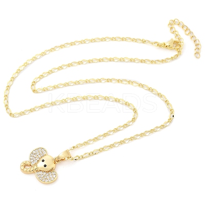 Brass Micro Pave Clear Cubic Zirconia Pendant Necklaces for Women LS-NJEW-M084-02G-02-1
