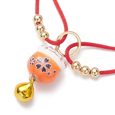 Fortune Cat Handmade Porcelain Charm Bracelets BJEW-JB10505-1