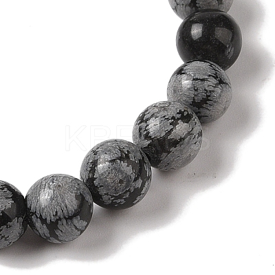 8mm Round Natural Snowflake Obsidian Braided Bead Bracelets BJEW-C067-01B-18-1