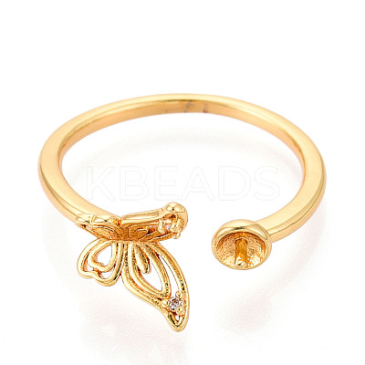 Butterfly Brass Micro Pave Cubic Zirconia Cup Peg Ring Settings KK-N274-11G-1