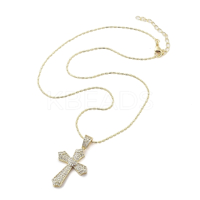 Brass Clear Cubic Zirconia Pendant Necklaces for Women LS-NJEW-M009-05G-C-1