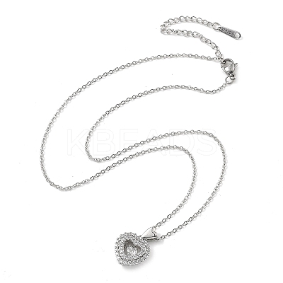 Heart 304 Stainless Steel Micro Pave Cubic Zirconia Pendant Necklaces for Women LS-NJEW-D288-05P-1