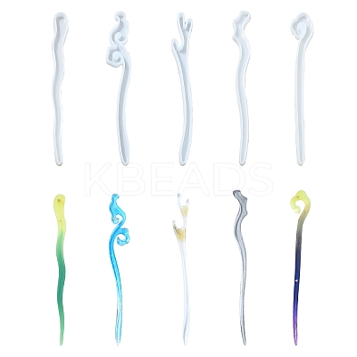 5Pcs 5 Style Hairpin DIY Silicone Molds DIY-YW0009-34-1