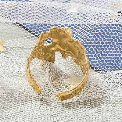 Irregular 304 Stainless Steel Open Cuff Rings for Unisex RJEW-Q003-01G-1