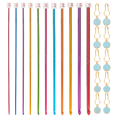 1 Set Aluminum Tunisian Crochet Hooks DIY-NB0010-84-1
