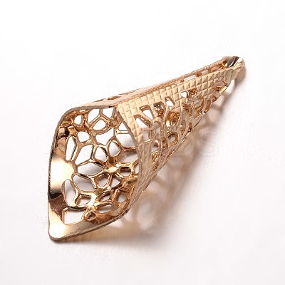 Apetalous Filigree Brass Bead Cones X-KK-N0089-02KCG-1