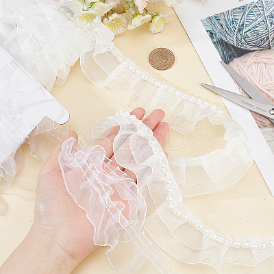 5 Yards Satin Chiffon Double Ruffled Lace Trim OCOR-FG0001-70-1