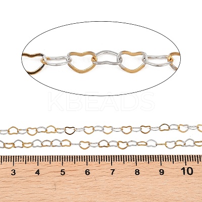 Two Tone 304 Stainless Steel Heart Link Chains CHS-C013-04A-01-1