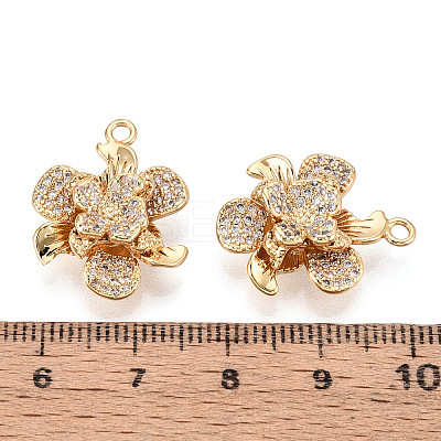 Brass Micro Pave Clear Cubic Zirconia Pendants KK-T077-30G-1