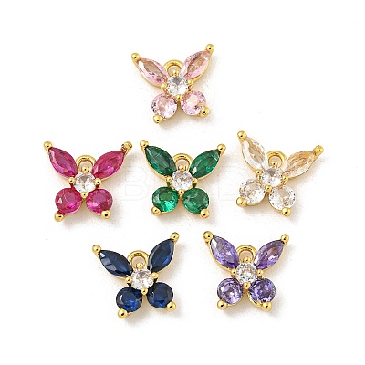 Rack Plating Brass Micro Pave Cubic Zirconia Charms KK-P277-22G-1